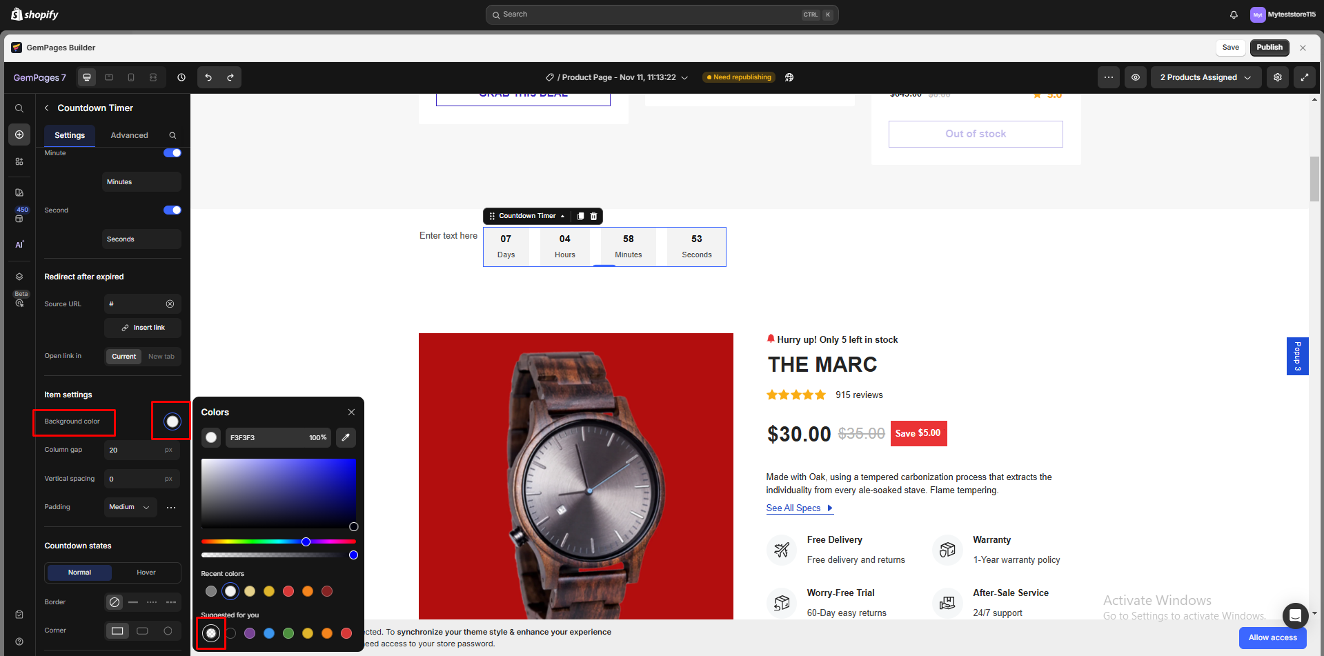 open-countdown-timer-settings