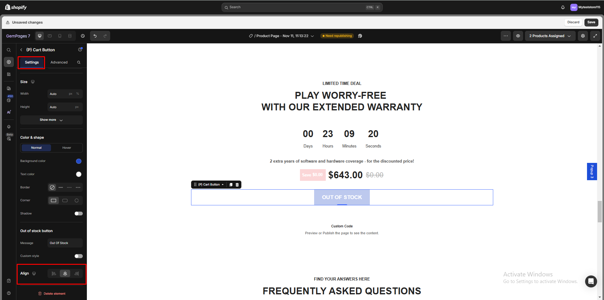 align-single-element